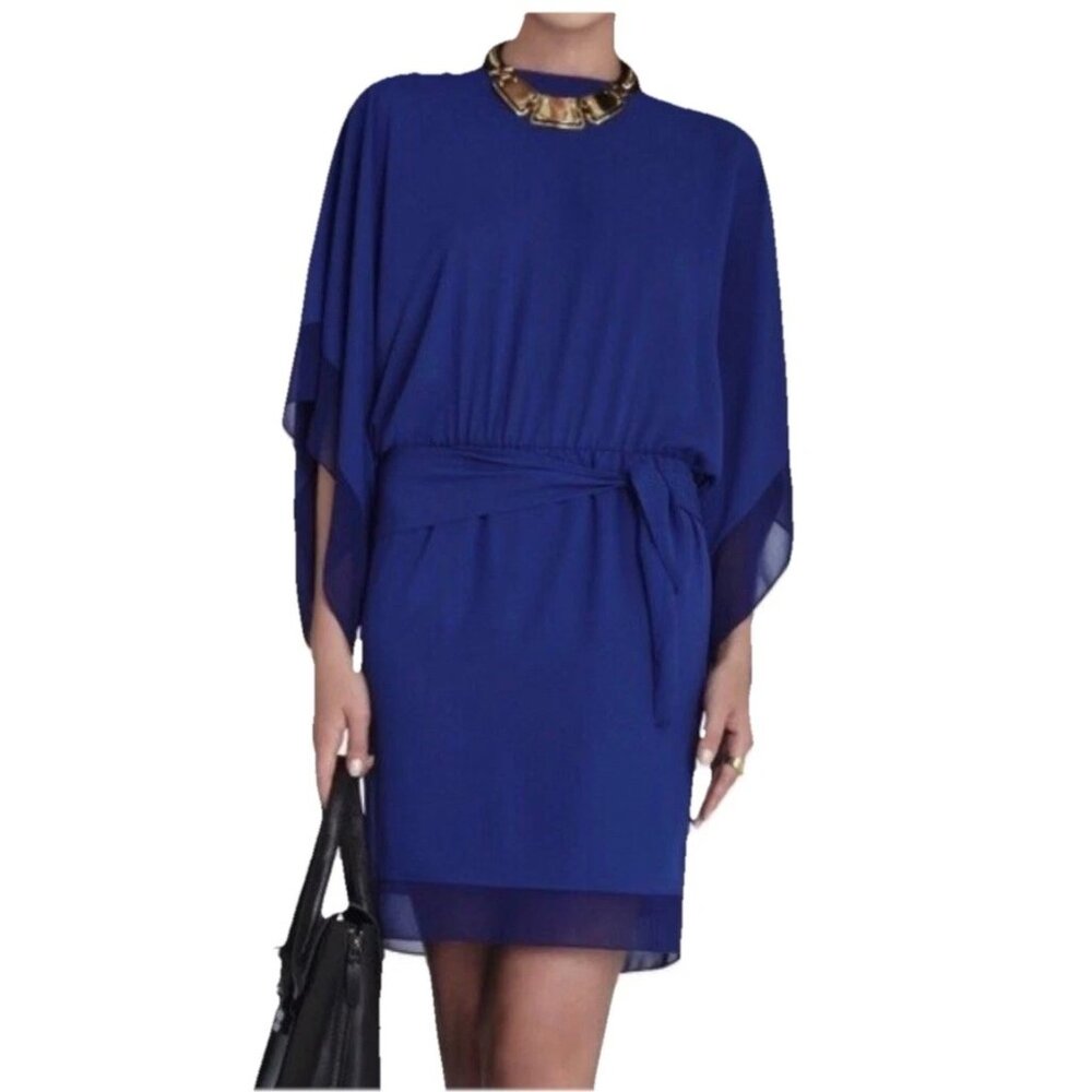 BCBG MAXAZARIA Royal Blue Kimono Sleeve Mini Dress Sz XXS (Would Fit Small)